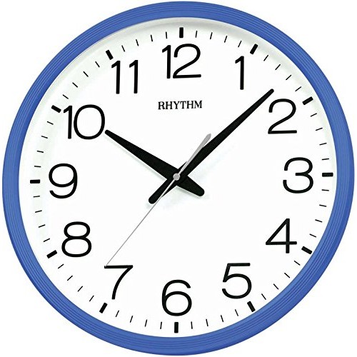 Rhythm(Japan) 3D Numerals Silent Silky Move Blue Wall Clock